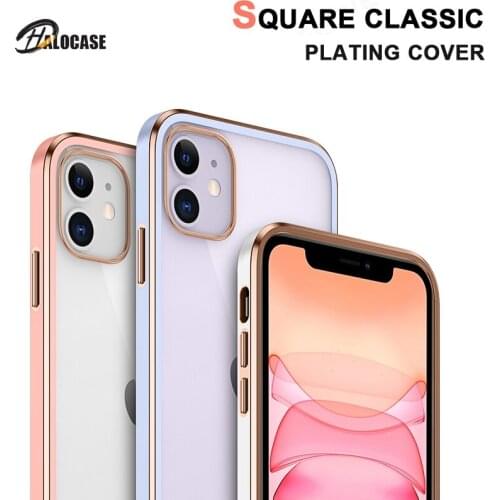 Square Plating Frame For iPhone 12 Pro Max Mini Case Clear Anti-oxidation Soft Slim Cover For iPhone 11 Pro Max XS XR X 7 8 6s