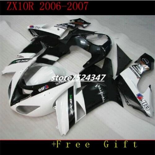 Hot sales fairing kit for NINJA ZX10R ZX 10R 06-07 10 R ZX-10R 10R 2006 2007 Body 06 07 white black