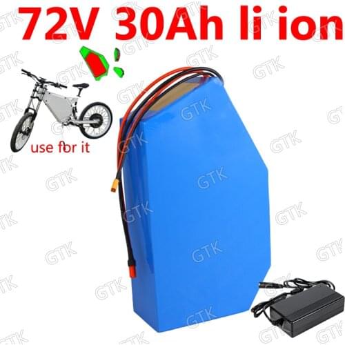 GTK 72v 30Ah lithium ion triangle battery 18650 BMS 20S li ion for 5000w 3000W Mountain Bike scooter Motorcycle + 5A charger