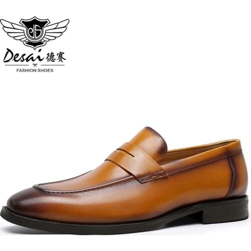 DESAI Men Loafer Shoes Easy Wear Outdoor Genuine Leather Fashion Casual Black Brown Boat For Men 2021 Summer Casual