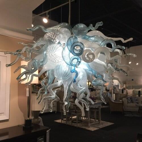 Europe Style New White Transparent Chandelier LED Hand Blown Glass Chandelier Light Fixtures 60inch Large Light for Home Hotel