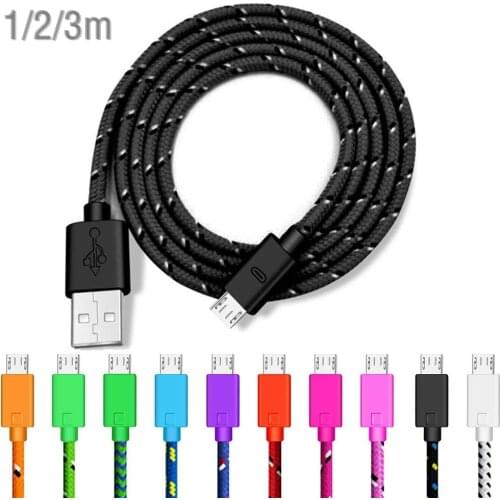 2.4A Micro USB Cable Fast Charging Data 1M 2M 3M For Xiaomi Huawei Samsung S7 Android Mobile Phone Microusb Cables Adapter Wire