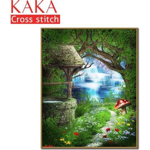 Cross stitch kits,Embroidery needlework sets with printed pattern,11CT-canvas for Home Decor Painting,Landscape Full NCKS044