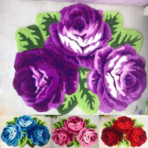 New arrival free shipping red rose shape anti-slip rug art rug 80*60cm