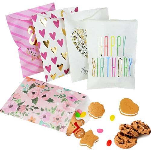 10/12pcs Kraft Paper Candy Biscuit Bags Pouch Popcorn Bag Birthday Wedding Party Favors Gift Bags Packing For Guests