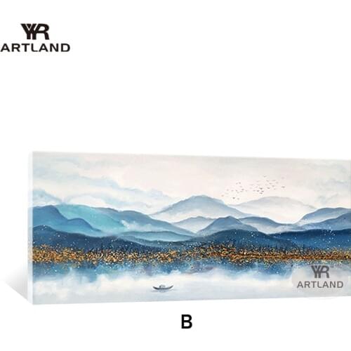 POP Christmas home decor Quality High 100% handmade abstract canvas oil painting gold foil mountains for living room unframed