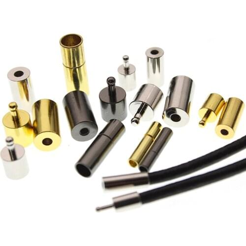10pcs/lot Strong Barrel Bracelets Necklace Connector Metal End Caps For Round Leather For DIY Jewelry Accessories Wholesale
