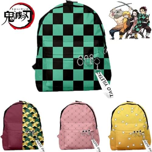 Japanese Anime Cosplay Backpack Bag Demon Slayer: Kimetsu no Yaiba Kamado Tanjirou School Bags Mochila Feminina Agatsuma Zenitsu