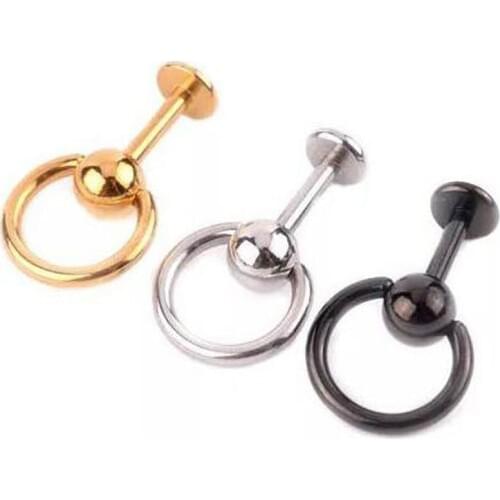 1 Piece 16G 1.2x6mm Nose Ring Lip Slave Ring Earring Ear Stud Stainless Steel Ball Tragus Ear Piercing Helix Body Jewelry