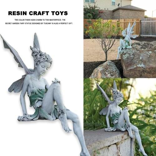 Fairy Sitting Garden Statue Ornament Decoration Resin Crafts Decor Accessories Home Landscaping Backyard Lawn Decoration