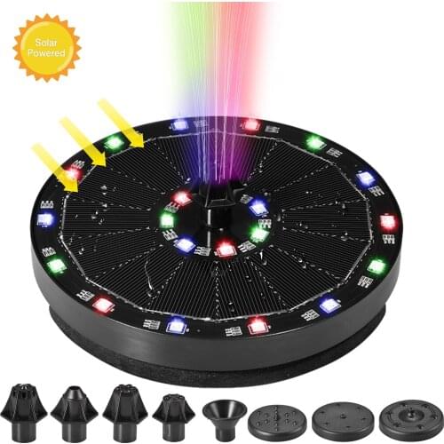 7V/3.5W Solar Fountain Colorful 21 LED Lights Swimming Pools Fountain Pump Panel Solar Powered Floating Fountain Garden Decor
