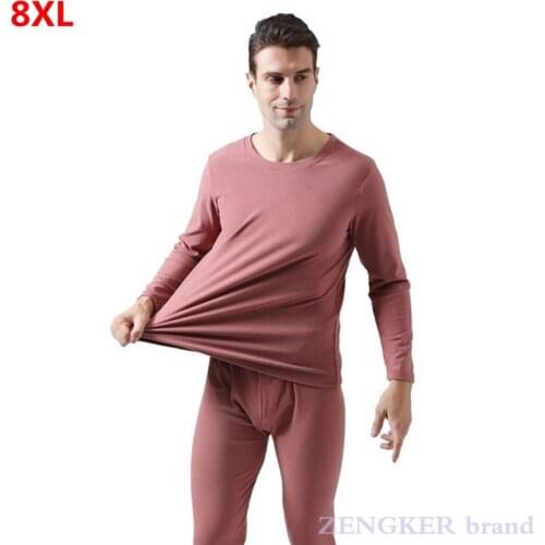 Winter mens double-sided velvet fever plus fat large size stretch thermal underwear suit comfortable underwear 6XL 7XL 8XL