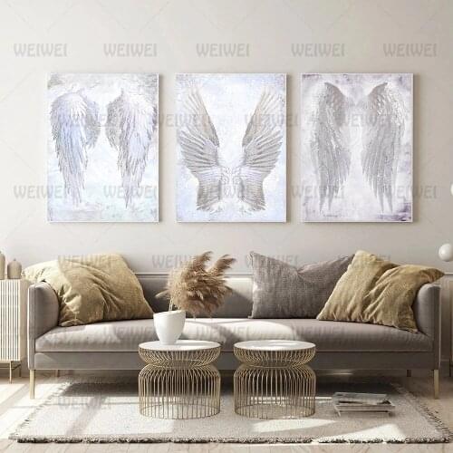 Home Decoration White Colored Wings Feathers Poster Wall Art Canvas Painting Used To Decorate Bedroom and Living Room