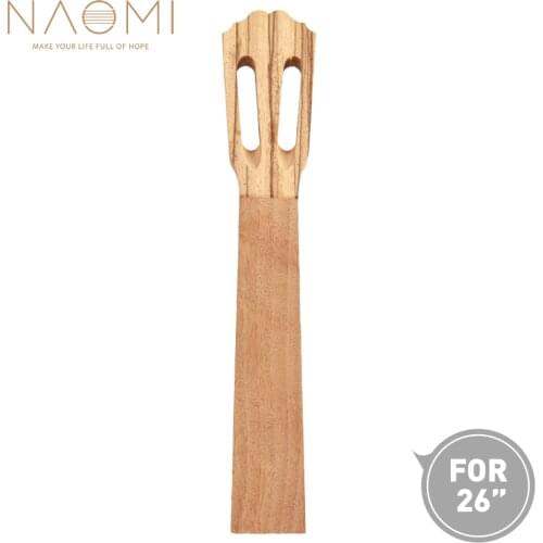 NAOMI 26'' Classical Mahogany Ukulele Neck Zebrawood Veener Head For Tenor Ukulele Wave Shape Head Ukulele Parts