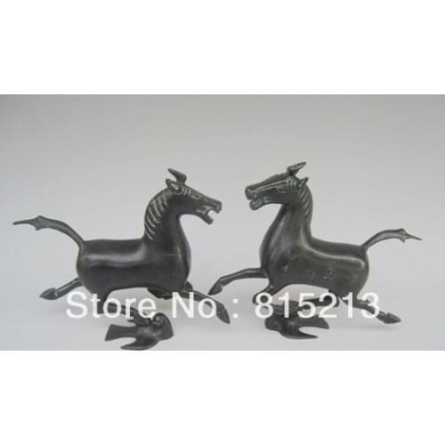 Wang 000104 One pair of antique bronzes LOVELY HORSE Beautifully / Unusual Famous bronze