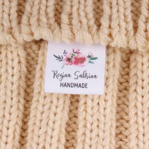 Handmade Vintage Flower Floral, Fold Cotton Fabric, Sewing Label Tag, Sewing Knitting, Personalized Brand (MD1019)
