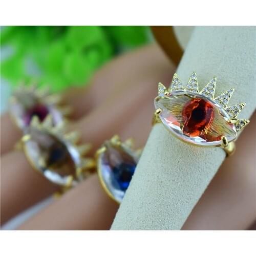 Explosive magic eye crystal ring adjustable evil eye ring factory direct sales