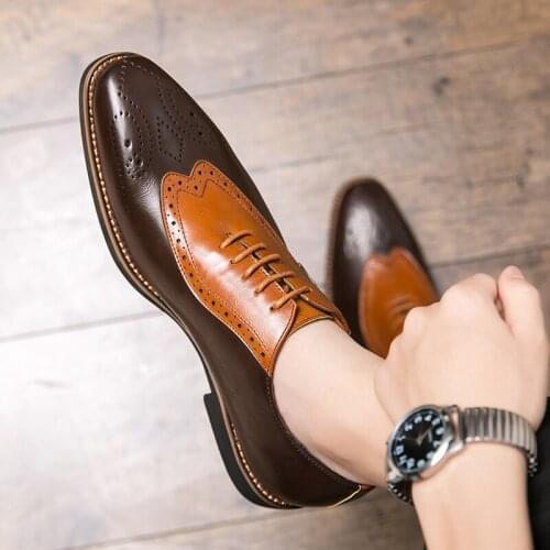 XQWFH New Leather Shoes Men Oxford Loafers Retro Wedding Office Fashion Formal Party Brand Luxury Mens Casual Shoe big size 46