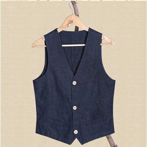 Summer Linen Slimming Vest Literature and Art Men Casual Thin Vest Sleeveless Jacket Waistcoat Male Clothing Plus Size S-4XL