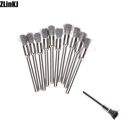 10Pcs Blades Steel Wire Wheel Brush Dremel Rotary Tool For Mini Drill Dremel Tools Polishing Dremel Accessories 3x5mm
