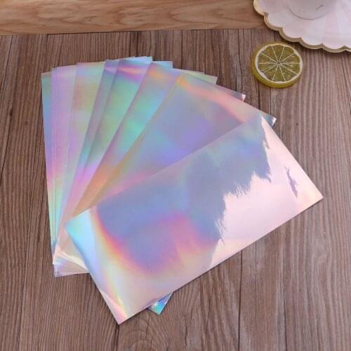 10Pcs DIY Aurora AB Effect Reflective Mirror Paper Self Adhensive Resin Fillings
