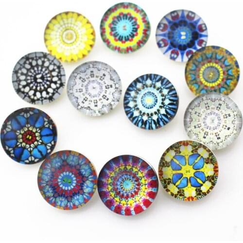 20pcs/lot Mix Glass Kaleidoscope Flowers Snap Buttons for 18mm Snap Necklace Bracelet Bangles DIY Snap Jewelry Charms