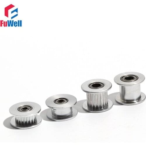 2GT 16T Timing Idler Pulley Aluminum Alloy With/Without Teeth GT2 16Teeth Idle Belt Pulley 7mm/11mm Belt Width Bearing Pulley