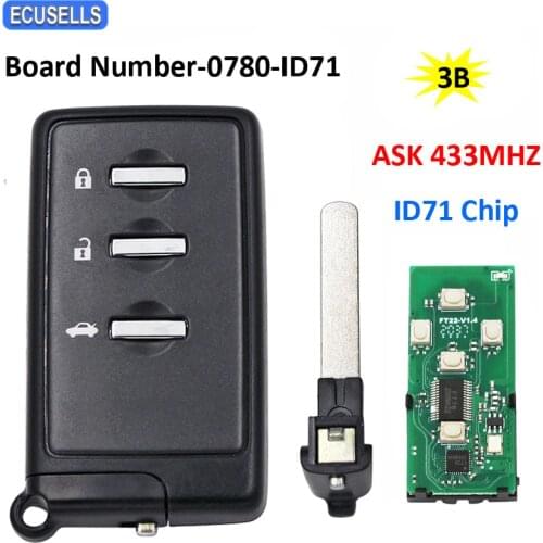 3 Button Remote Car Key ASK 433MHz ID71 Chip DAT17-Board Number-0780-ID71 for Subaru Forester Impreza Legacy Outback Tribeca XV