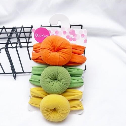 3Pcs/Lot Baby Solid Color Ball headband Pink For Cute Kids Girls Hair Turban Hairband Children Soft Cotton Baby Accessories