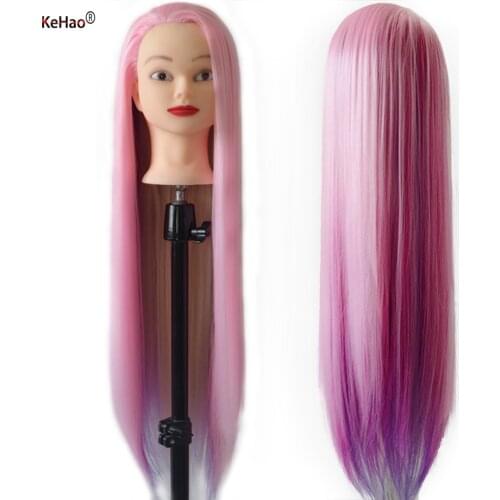 30inch Doll Head Training with colorful synthetic hair for braiding hairstyle maniquin head hairdressing head kappershoofd