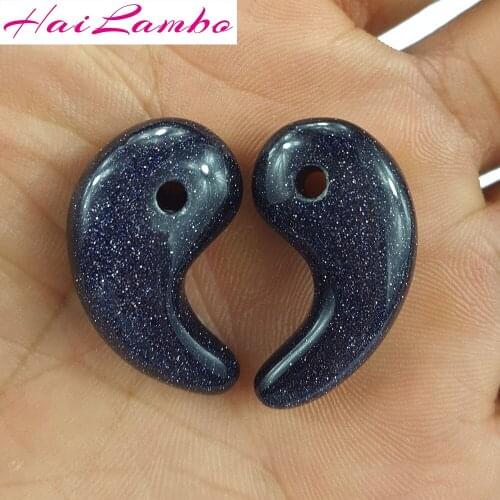 5pcs HaiLambo Blue Goldstone Hand Carved Magatama Pendant Comma Beads Classic Amulet for Making Jewelry Pendants Bead for Gift