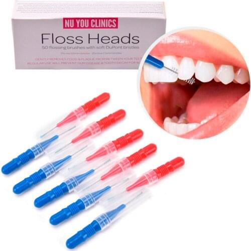 50 pcs/pack Tooth Brush Flossing Head Oral Hygiene Dental Flosser Interdental Brush Toothpick Healthy For Teeth Head Tooth Pick