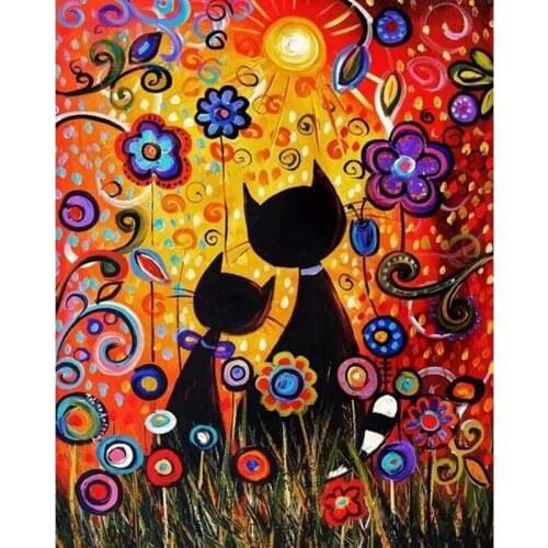 5D Diy Diamond Painting Kits Cats Full Drill Round Diamond Embroidery Picture Rhinestone Diamond Mosaic Cartoon Home Decor