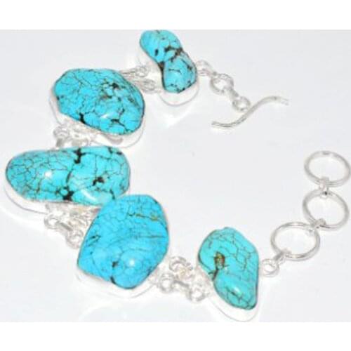 Turquois Bracelet Silver Overlay Over Copper , 20.5 cm, B3643