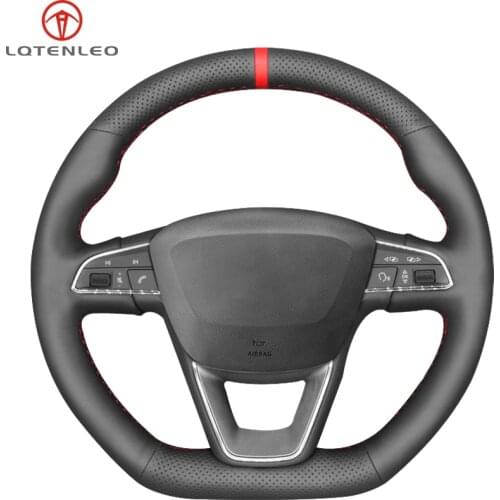 LQTENLEO Black Artificial Leather Car Steering Wheel Cover For Seat Leon Cupra Leon ST Cupra Leon ST Cupra Ateca Cupra Ateca FR
