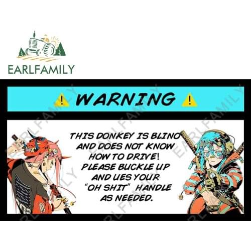 EARLFAMILY 13cm x 7.4cm for Sword Battle Girl Warning Funny Car Stickers Occlusion Scratch Decals Surfboard Windows Car Styling