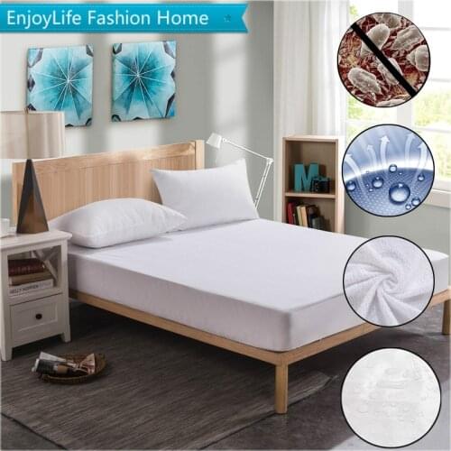 160X200cm Cotton Terry Waterproof Luxury Mattress Protector Hypoallergenic Mattress Cover Breathable Mattress Pad For Bed Bug 46