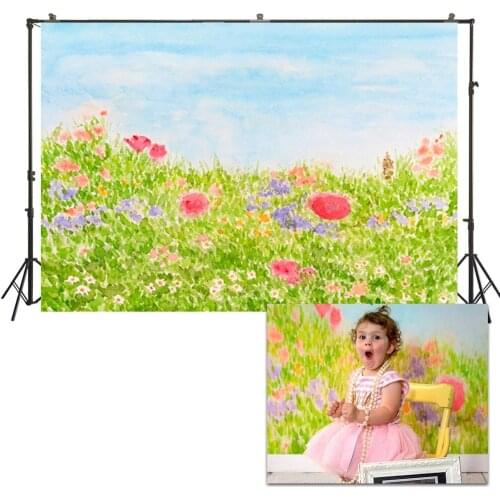 HUAYI Photo Background Easter Spring Photography Backdrops Newborns Baby Child Studio Watercolor Flowers Floral Backdrop XT-5427