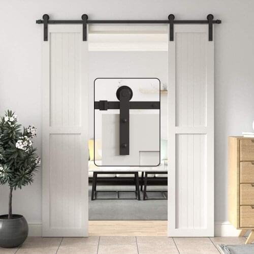 JACHOR 1200-4870mm I-Shaped Sliding Barn Door Hardware Kit Door Hanging Rail System Barn Door Slide Pulley Set for Double Door