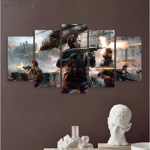 Canvas HD Prints Pictures Wall Art 5 Pieces Player UnknownS Battlegrounds Painting Pubg Home Decor Modular Poster Living Room