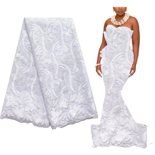 2020 African 3d Lace Fabric High Quality White Lace Fabric Guipure Nigerian Fabrics Polyester 5 yards French Swiss Lace Fabric