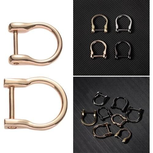1.4/1.9cm Metal D Ring Removable Open Screw Buckle Shackle Clasp Leather Craft Bag Strap Belt Handle Shoulder Webbing Buckle