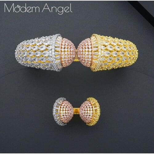 ModemAngel Luxury African Bangle Ring Sets Fashion Dubai Bridal Jewelry Sets For Women Wedding brincos para as mulheres