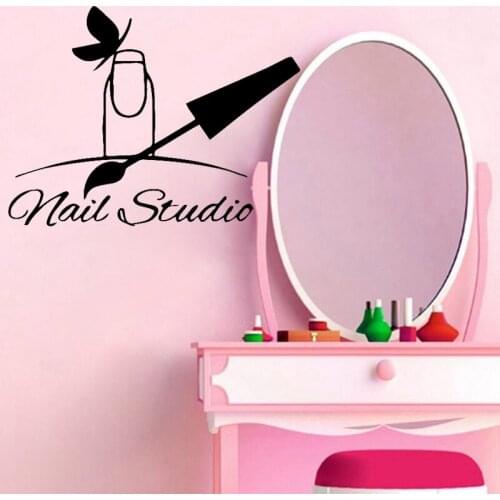 Nail Salon Wall Stickers Nails Polish Decals Nail Studio Vinyl Sticker Manicure Wallpaper Window Decal Butterfly
