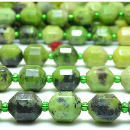 Natural Green Chrysoprase Australian Jade Faceted Double Terminated Point Loose Beads Wholesale Gemstone Semi Precious Stone 15"