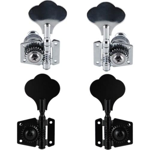 Ohello 4R/4L Opened Guitar Tuning Pegs Electric Bass Machine Heads Tuners For Bass Black/Chrome Tuning Pegs Keys Right-Handed