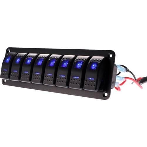 8Gauge ON/OFF Car Boat Rocker Switch Panel 12V~24V Switch Panel with Blue/Green/Red LED Light