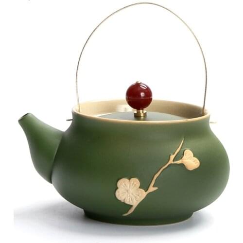 PINNY Japanese Style Crude Pottery Tea Pot Vintage Ceramic Tea Kettle Handpainted Kung Fu Tea Set High Quality Antique Teapots