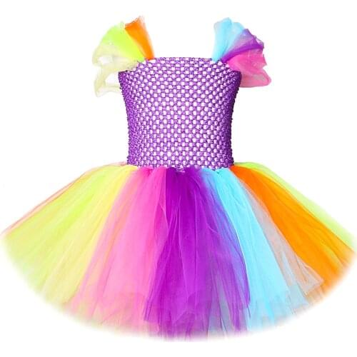 Sweet Rainbow Tutu Dress for Girls Princess Colorful Birthday Dresses Little Girl Christmas Halloween Costumes for Kids Toddlers