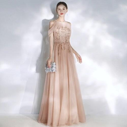 Gentle A-Line Sleeveless O-Neck Floor-Length Appliques Bridesmaid Dress Temperament Princess Dream Gown Girl New 2021